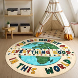 jinchan 4ft Round Rug Washable Fun Rug You are Worthy Playroom Mat for Kids