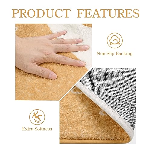 Lahome Non-Slip Rug for Living Room - 4x6 Washable Lightweight Large Area Rug Boho Throw Soft Carpet for Bedroom, Taupe Botanical Print Indoor Rugs for Kids Nursery Kitchen Entryway Dining Room