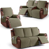 KinCam 100% Waterproof Recliner Loveseat Cover with Console X1, Recliner Couch Covers X1, Recliner Chair Covers X1(Gray Green)