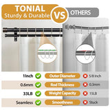 TONIAL1 Inch Double Curtain Rods for Windows 66 to 120 Inches, Heavy Duty Decorative Drapery Rod 32 to 144 Inches with Classic Cap Finial, Black