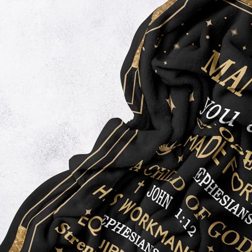 Christian Gifts for Men, Christian Blanket 60"X50", Catholic Gifts, Religious Gifts for Men, Man of God Gift, Baptism Gift, Bible Inspirational Spiritual Gifts for Son Dad Husband