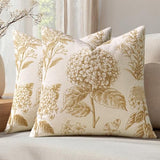 Set of 2 Decorative Floral Pillow Covers 22x22 Inch Light Yellow