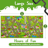 Kids Carpet Playmat City Life 3D Playroom Rug | 30 x 60 Inch Extra Large Toddler Activity Mat for Race Cars & Toys | Playroom Rug Makes a Fun Educational Gift Idea for Boys & Girls (Green)