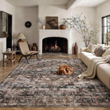 Garveehome Brown 8x10 Washable Rugs for Living Room Vintage Distressed Rug