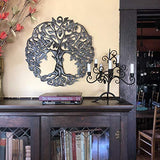 Tree of Life Metal Wall Art, Contemporary Iron Artwork Decor, Celtic Family Trees, 23 In. x 23 In. Round Modern Plaque, Handmade in Haiti,Fair Trade Certified, Signed By Wilson Etienne
