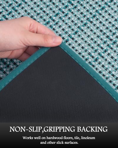 PADOOR Extra Large Kitchen Runner Rugs and Mats 2PCS, 2.5'x6'+20"x32",Teal
