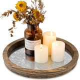 Hanobe Round Wood Candle Holder Trays, Coffee Table Decor for Centerpieces