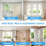 AIZESI 41-144 Inch Heavy Duty Tension Curtain Rod - No Drilling, Adjustable, Rust-Resistant for Outdoor, Living Room, Window, Bathroom, Diameter 1.26In-Black