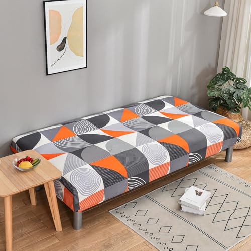 Armless Futon Sofa Bed Cover,Stretch Sofa Couch Slipcovers Without Armrests,Printed Furniture Protector Cover,9 Colors