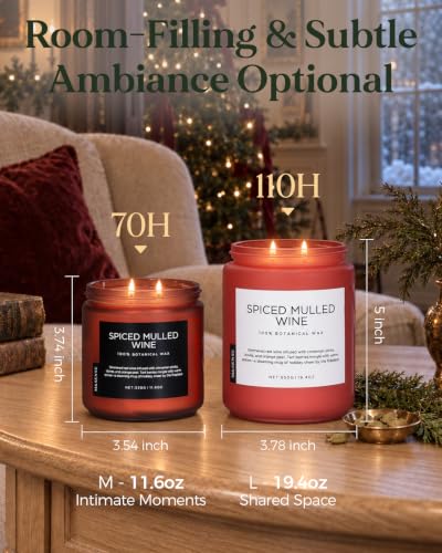 M&SENSE Spiced Mulled Wine Cinnamon Clove Scented Candle for Home Christmas