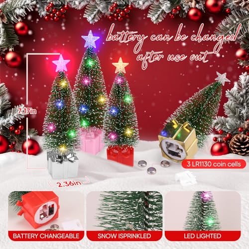 Mini Christmas Tree with Lights, 4 Pack Tabletop Christmas Tree with Lights for Christmas Decorations Indoor Xmas Holiday Party, Christmas Centerpieces for Tables New Year Decoration