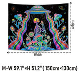Galoker Blacklight Skeleton Tapestry Fantasy Plant Floral Tapestries UV Reactive Alien UFO Tapestry Galaxy Space Tapestries Wall Hanging for Home Decor(H51.2×W59.1 inches)