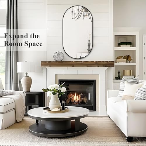 Fabuday Black Oval Bathroom Mirror for Over Sink - 20x36 Wall Mounted Oval Vanity Mirrors with Matte Metal Frame for Bedroom, Living Room, Dresser, Hallway, Entryway Decor, Horizontally/Vertically