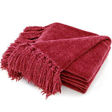 RECYCO Chenille Christmas Throw Blanket for Couch, 50"x60", Christmas Red