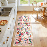 Floral Washable 2x5 Area Rugs Runner Entryway Hallway Pink