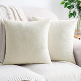 HWY 50 Throw Pillow Cover 20x20 Inch Soft Chenille Cream White Pack of 2