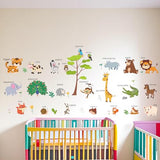 LOMILY Animal Learning Wall Stickers, Educational Cute Animal Wall Decals for Nursery Playroom Daycare, Wall Decor for Toddler Baby Boys Girls