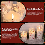 Bear Christmas Glass Flameless Pillar Candles with Remote Set of 3