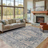 Blue Area Rugs 5x7 Washable Rug for Living Room Bedroom
