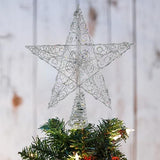 Ornativity Silver Star Tree Topper - Christmas Swirl Design Sparkle 3-D Dimensional Hallow Xmas Trees Top Star Decor Treetop Ornament Decorations