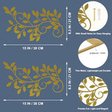 ESTART 2 Pieces Metal Tree Leaf Wall Decor Vine Olive Branch Leaf Wall Art Wrought Iron Scroll Sculptures for Above the Bed, Living Room, Bedroom, Hallway, Indoor and Outdoor Decoration (Gold)