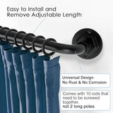 Byondeth Curtain Rods for Windows 16 to 144 Inches Adjustable Blackout Wrap Around 1 Inch Diameter Curtain Rod, Black