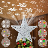 Christmas Tree Topper Projector Lights with 6 Projection Modes, Sliver Star Christmas Tree Topper with Built-in LED Projector, Dynamic Projection for Christmas Party Holiday Decoration