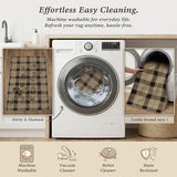 Washable Plaid Indoor Outdoor Rug 3x5 for Front Porch, Entryway, Patio, No Shed Easy Jute Non Slip TPR Backing Area Rug for Large Kitchen, Farmhouse Black & Tan Checkered Seagrass Aesthetic