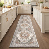 2x10 Vintage Runner Rug Low Pile Non-Slip Washable Hallway Rug