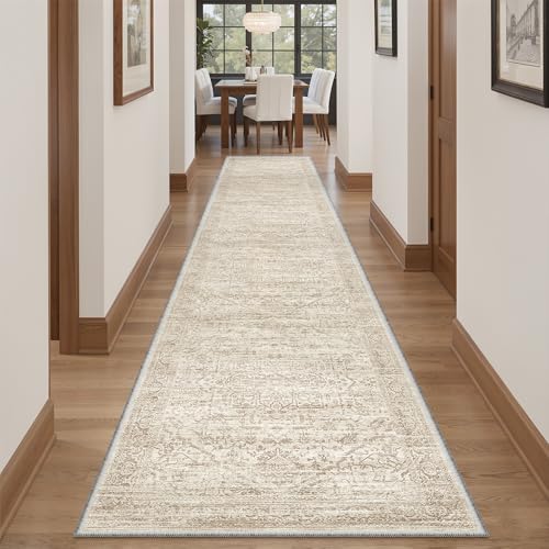 Rugland 2x12 Runner Rug Non Slip, Washable Rug Runners for Hallways, Beige