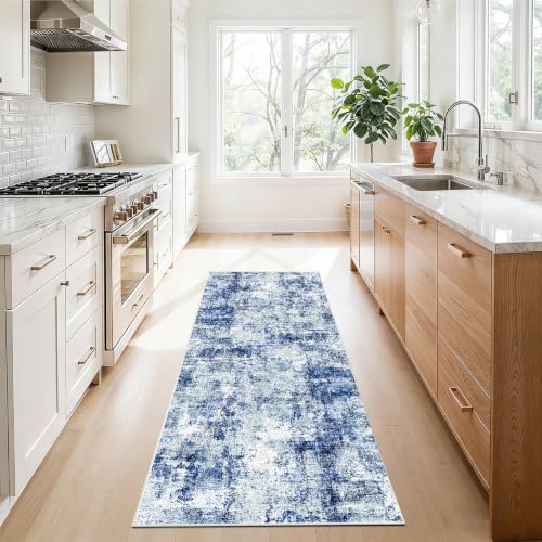 2x6 Runner Rug Non Slip Washable Hallway Runners Blue