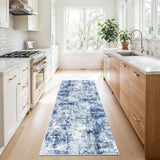 2x6 Runner Rug Non Slip Washable Hallway Runners Blue