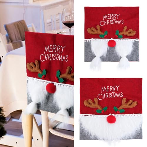 Christmas Chair Dinner Table Decoration Embroidery Chair Back Covers Protector 2024 New Year Holiday Party