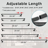 Rustic Curtain Rod - Adjustable Room Divider Rod for Windows 28 to 48 inch - 1 Inch Black Industrial Outdoor Wrap Around Curtain Rods for Patio
