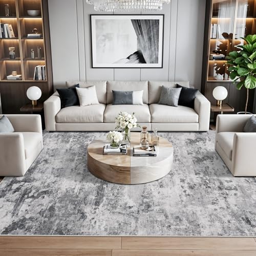 Abstract Rugs for Living Room 7x9: Large Modern Indoor Washable Area Rug