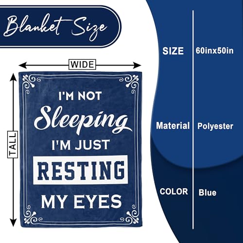 kituzol Birthday Gift for Men, Funny Dad Gifts, Gifts for Husband, 70th Birthday Gift for Men, I'm Not Sleeping, I'm Just Resting My Eyes, Dad Husband Grandpa Blanket, Nap Blanket (50" x 60")