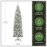 National Tree Company 7.5 ft Pre-Lit Flocked Acacia Slim Artificial Christmas Tree, 350 Clear Lights, 641 Tips, Includes Stand, Green
