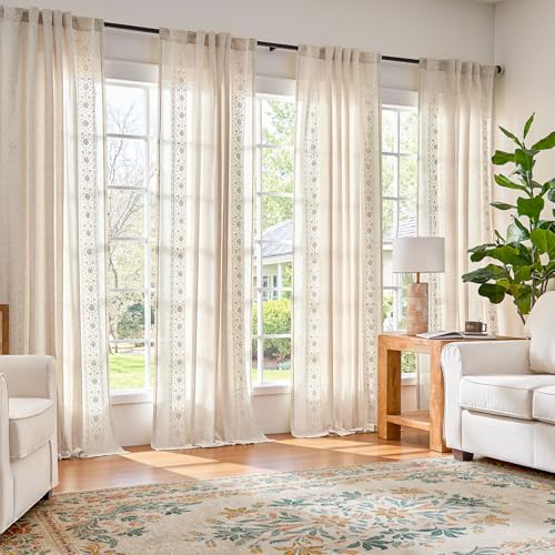 jinchan Black Curtain Rods for Windows 66 to 120 Inch, 1 Inch Diameter Adjustable Heavy Duty Outdoor Long Window Curtain Rod for Bedroom, Boho Decorative, 60-120 Inch, Single