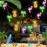 Olixmlya 30 LED [ 8 Modes & Timer ] 16Ft Summer Tropical Beach Hawaiian String Lights Tropical Flamingo Pineapple Palm Tree Fairy Lights Battery Operated for Party Beach Pool Summer Decor