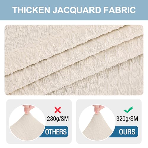 Smiry Stretch Jacquard Seat Covers for Dining Room Chairs Set of 6, Removable Washable Chair Seat Protector Slipcovers, No Rear Covers, Beige