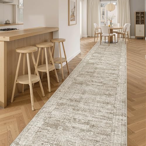 Soalmost Hallway Runner Rug 2'6" x 16' Washable Long Kitchen Rugs Brown