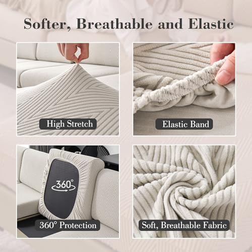 Couch Cushion Covers for Sectional Sofa, Wear Resistant Stretch Sofa Slipcovers for Sofa Universal Cushion Protector Washable Elastic Thick Seat Cover for Pets (Light Gray, 1 Back Cover)