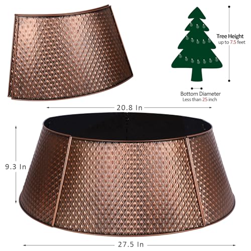 FORUP Metal Christmas Tree Collar, 20.8"/27.5" Inner Diameter Ring, Base Cover for Trees Up to 7.5Ft, Skirt Base Stand Protection from Pets (Bronze)
