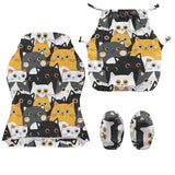 Cartoon Cat Print Gaming Chair Cover with Armrest Covers Stretch Anti Dust Furniture Protector Washable Breathable Gamer Chair Slipcover