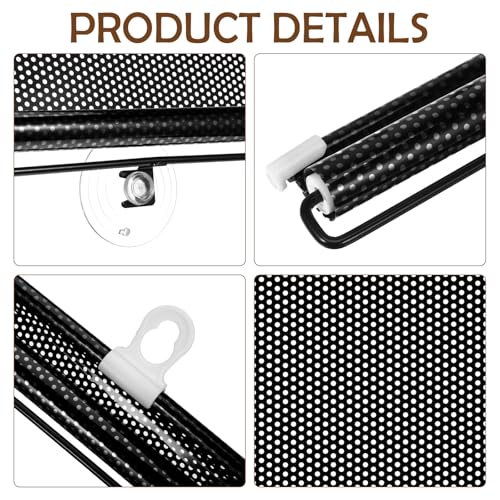 TOYANDONA Blackout Blind Curtains with Suction Cups - No Drill, Cordless, Portable Uv - Protecting PVC Shades for Home & Office (49.12X15.72X0.39in)