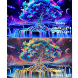 Obsecolors Blacklight Tree of Life Tapestry UV Reactive Waterfall Tapestry Galaxy Space Aesthetic Tree Wall Tapestries Colorful Starry Sky Tapestries Wall Hanging for Bedroom