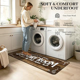 Washable Laundry Room Rug Runner, 20"X47" Non Slip Laundry Mat Soft Low-Pile Farmhouse Decor Area Rug for Entryway Hallway Kitchen Bathroom Brown
