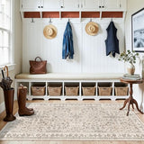 3x6 Kitchen Runner Rug Non Slip Washable - Soft Low Pile Stain-Resistant Wide Carpet Runner for Hallway Entryway Bedroom Bathroom with Rubber Backing - Boho Floral Door Mat(Beige,3x6)