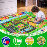 Kids Rug for Car Toy Farm Track View, Farm Life Road Traffic for Playroom Kids, Educational Play Mat for Toddlers Nursery Classroom (3-ABC Farm, S-59×39.4")
