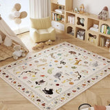 Rugcomf Large Area Rug 8x10 Washable Non Slip Floral Animal Cat, Beige